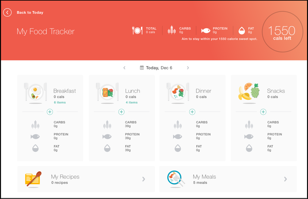 How do I track foods using the builtin My Food Tracker on the web?